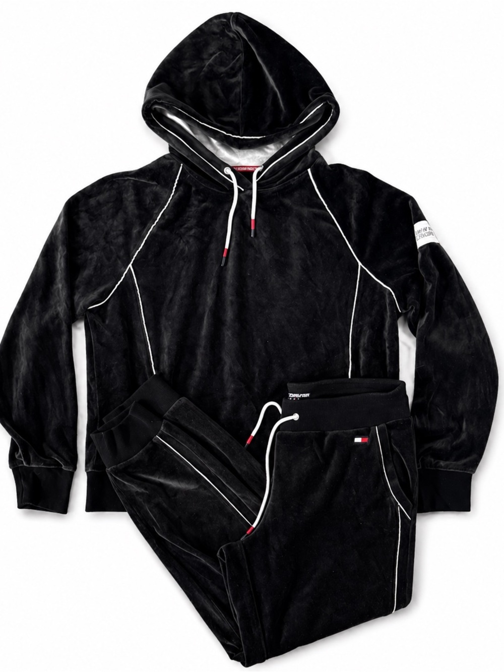 Tommy Hilfiger cozy Black Velour Hoodie & Jogger Set